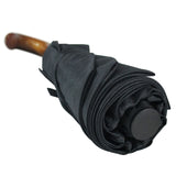 paraguas plegable negro mango madera