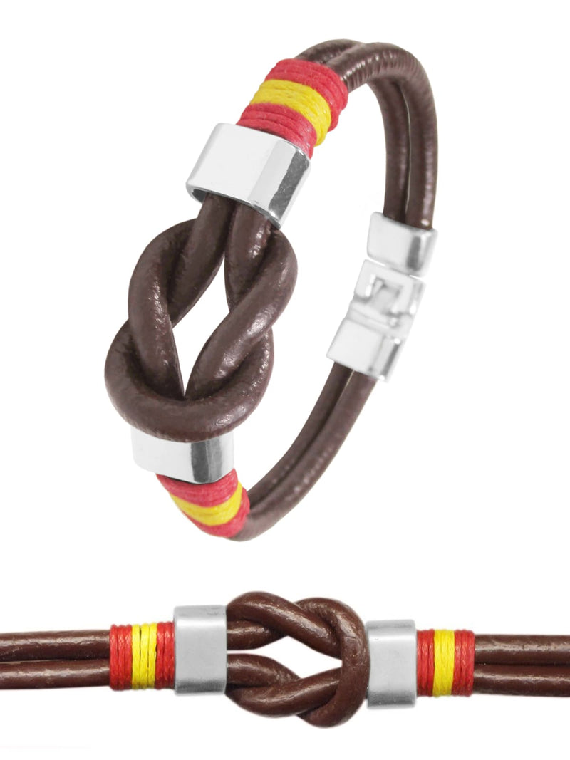 pulsera cuero cordon nudo marinero color marron chocolate