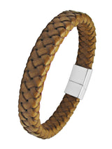 pulsera tubular cuero trenzado ambar