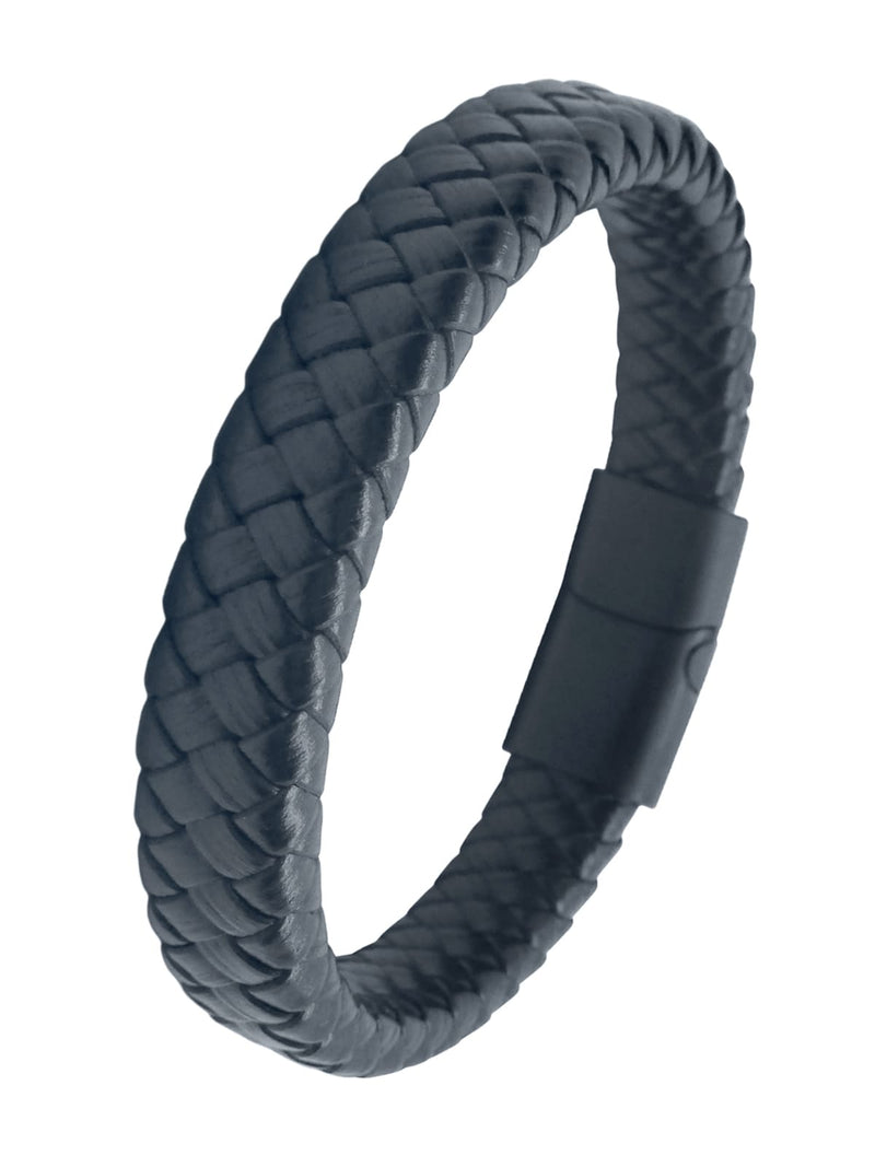 pulsera tubular cuero trenzado negra