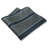 set pajarita y pañuelo franjas gris y azul marino