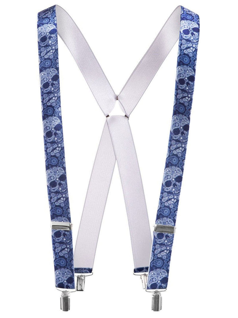 tirantes elasticos calaveras fantasia en azul