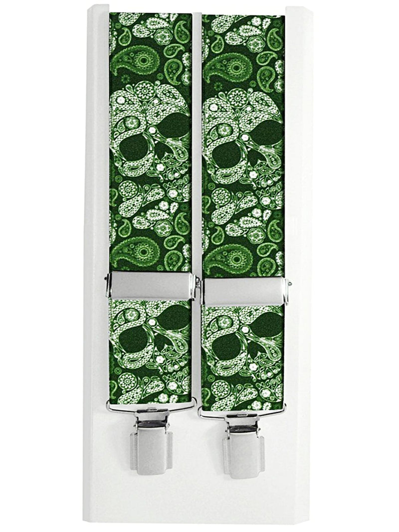 tirantes elasticos calaveras fantasia en verde