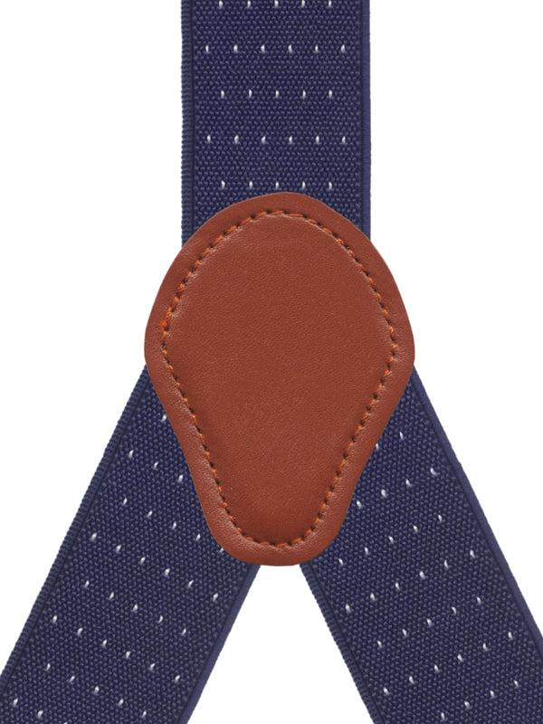 tirantes elasticos 6 pinzas azul marino topitos blancos