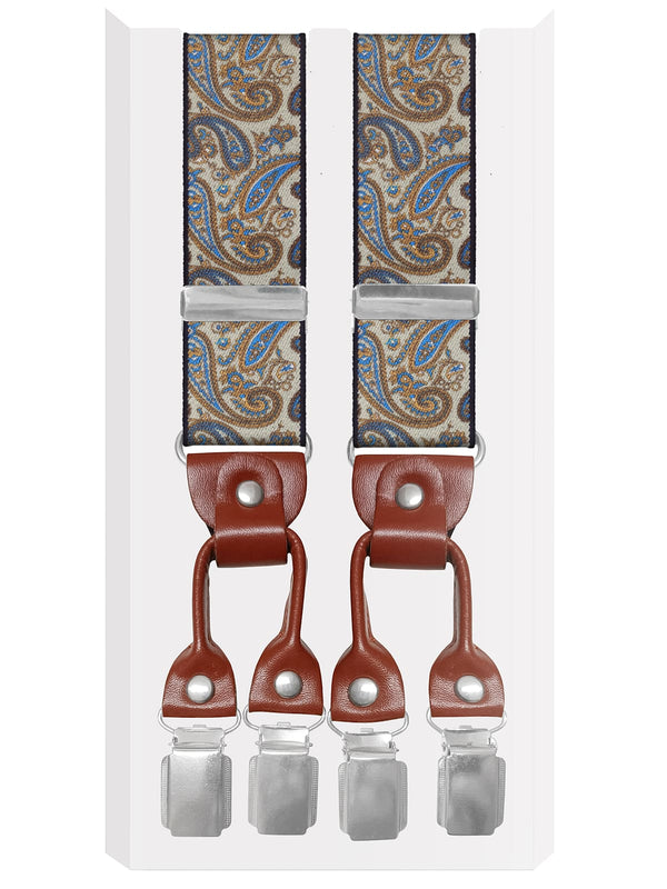 tirantes elasticos 6 pinzas beige motivos cachemir