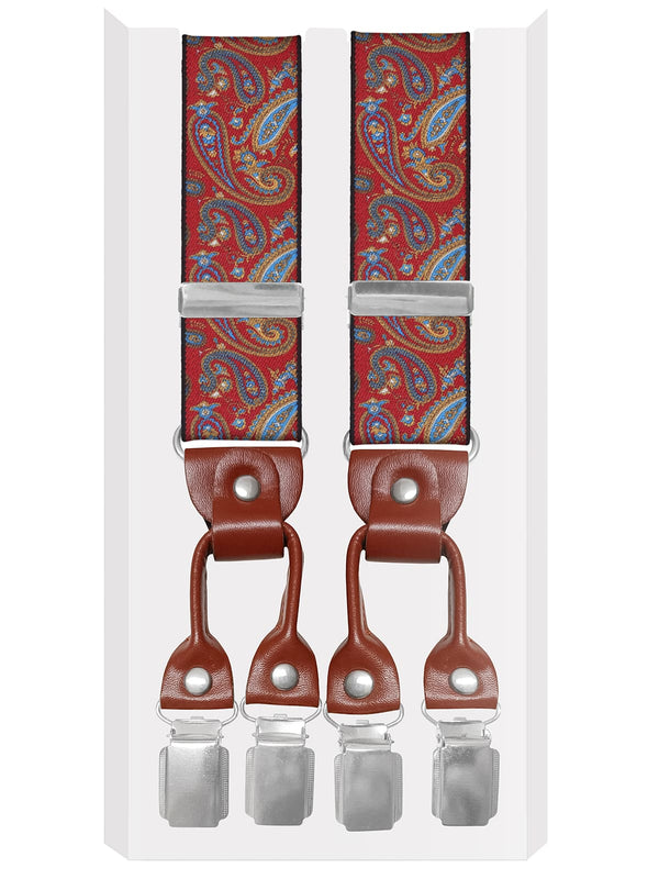 tirantes elasticos 6 pinzas rojo motivos cachemir