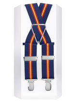 tirantes elasticos azul marino con bandera españa