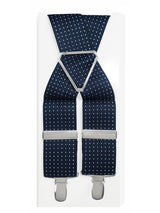 tirantes elasticos azul marino topitos blancos