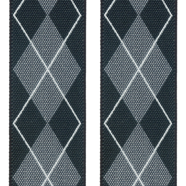 tirantes elasticos doble uso rombos gris y negro
