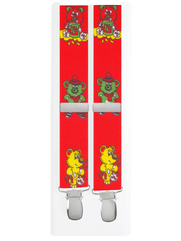 tirantes elasticos de niño rojos con ositos