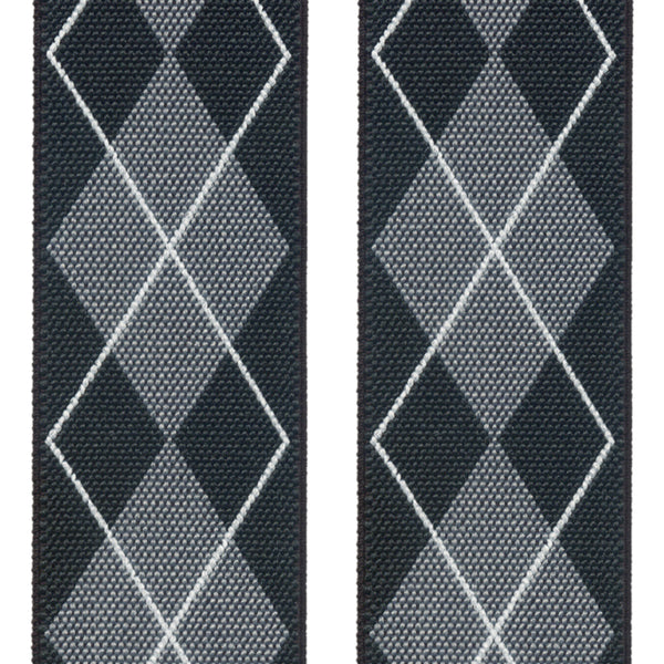 tirantes elasticos rombos negro y gris