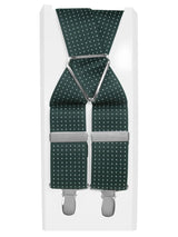 tirantes elasticos verde botella topitos blancos