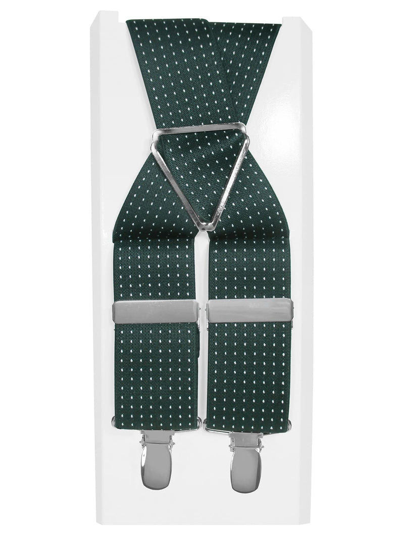 tirantes elasticos verde botella topitos blancos