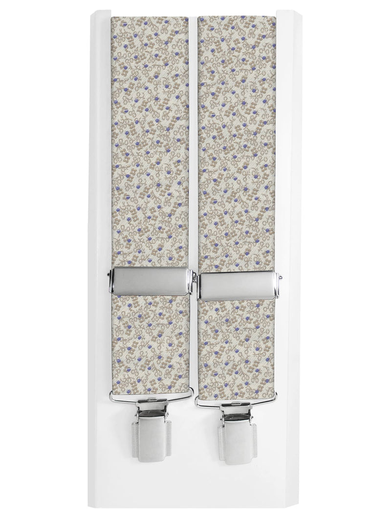 tirantes seda beige con motivo floral y topos azules