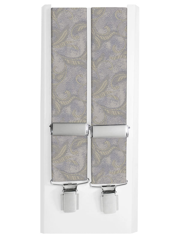 tirantes seda gris con motivo floral color oro