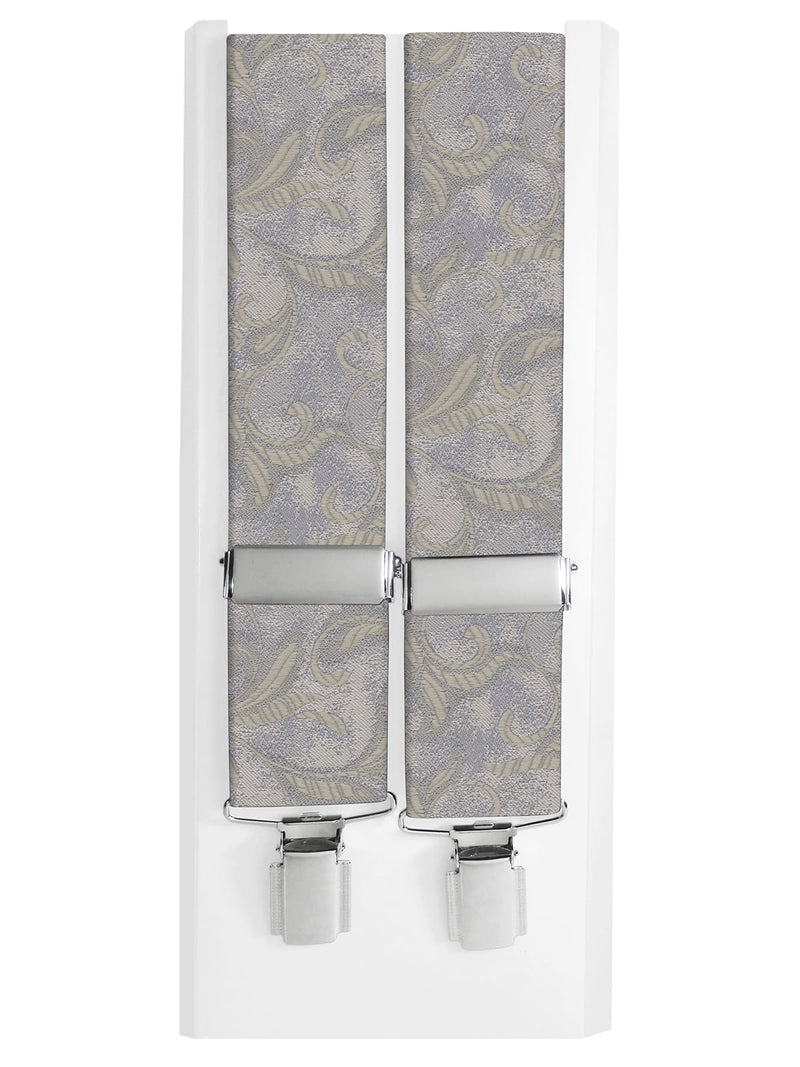 tirantes seda gris con motivo floral color oro
