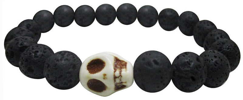 PULSERA PARA HOMBRE LAVA VOLCANICA CALAVERA RESINA