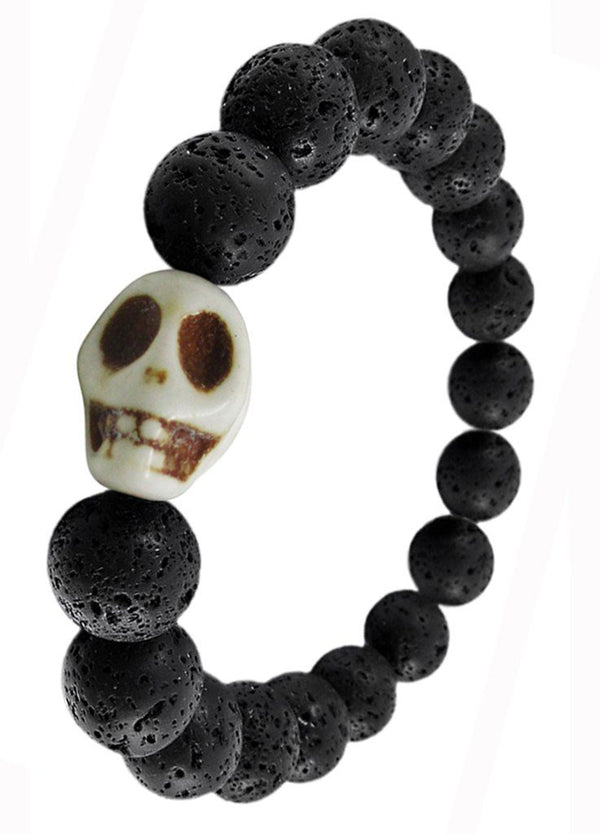 PULSERA PARA HOMBRE LAVA VOLCANICA CALAVERA RESINA