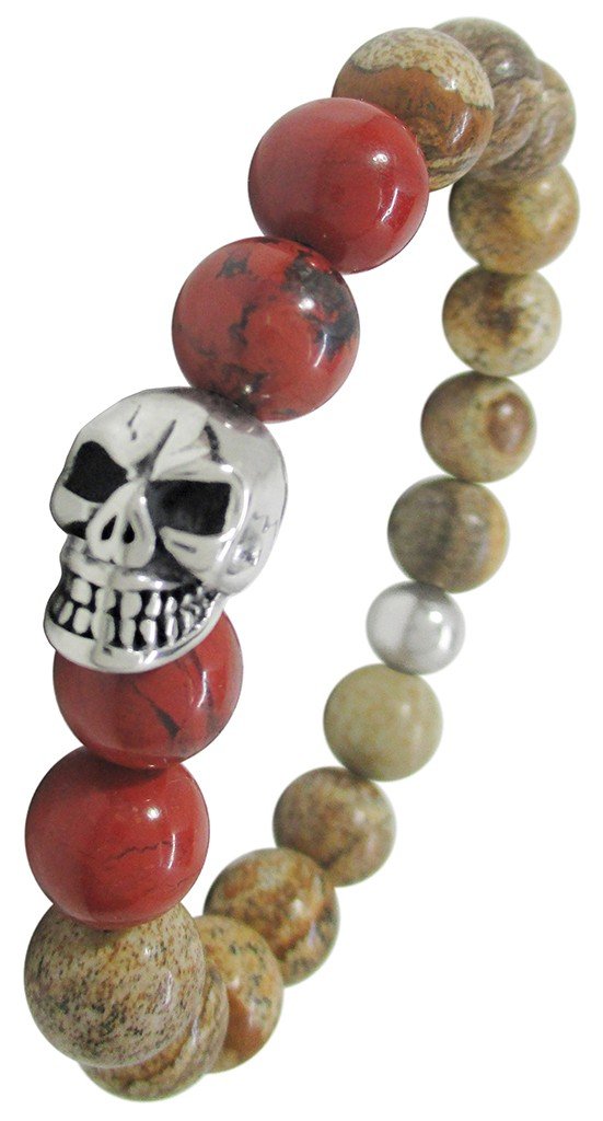 PULSERA PARA HOMBRE JASPE MARRON CALAVERA