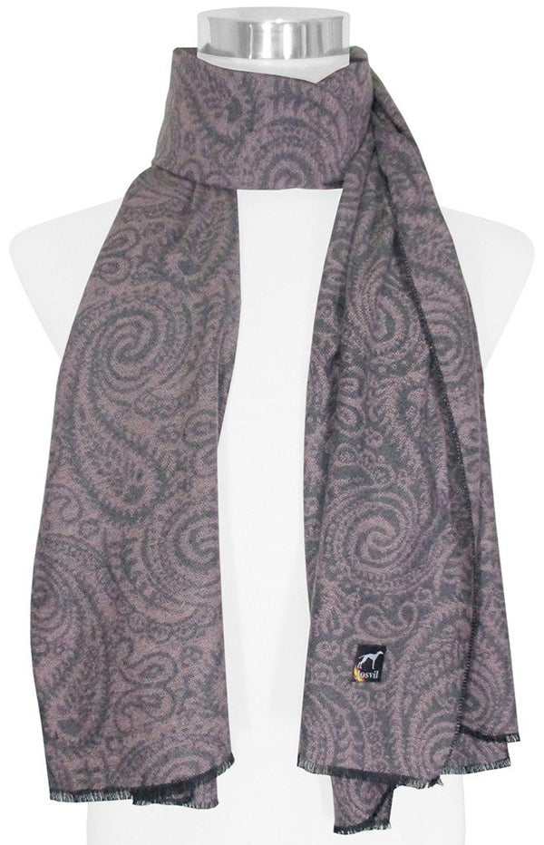 BUFANDA PASHMINA UNISEX MOTIVOS CACHEMIR ROSA Y GRIS