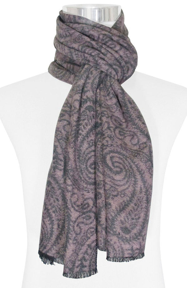 BUFANDA PASHMINA UNISEX MOTIVOS CACHEMIR ROSA Y GRIS