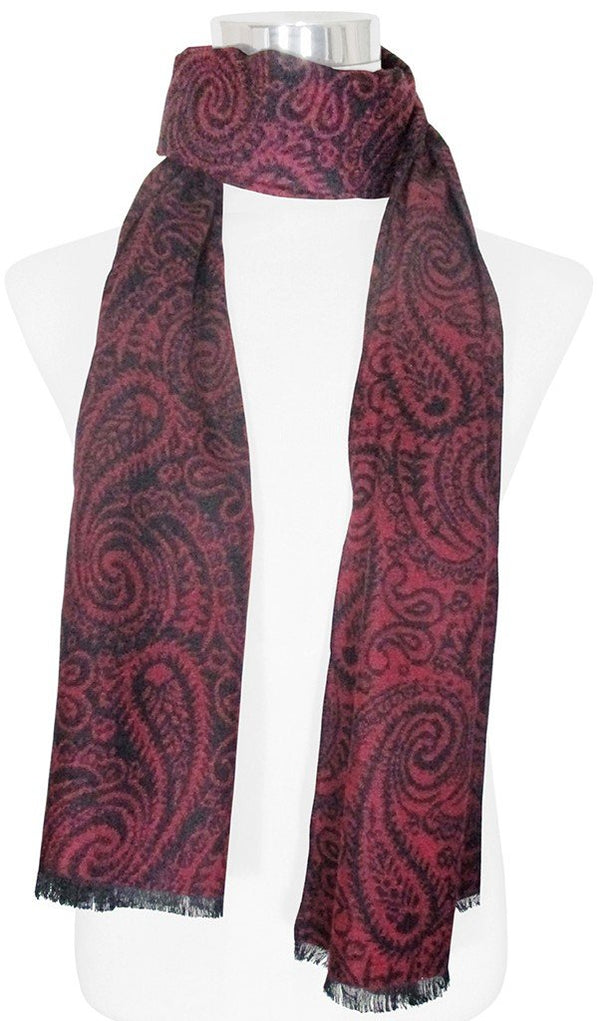 BUFANDA PASHMINA UNISEX MOTIVOS CACHEMIR ROJO Y NEGRO