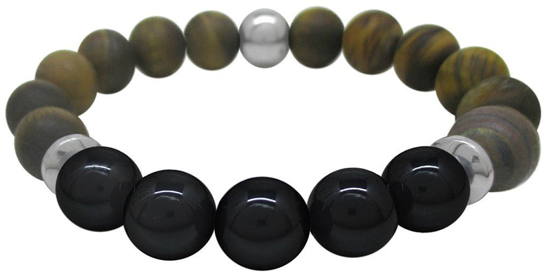 PULSERA PARA HOMBRE OJO DE TIGRE OBSIDIANA