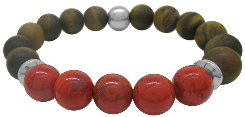 PULSERA PARA HOMBRE OJO DE TIGRE OBSIDIANA ROJA