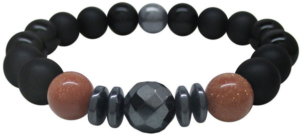 PULSERA PARA HOMBRE OBSIDIANA ONIX AVENTURINA ROJA