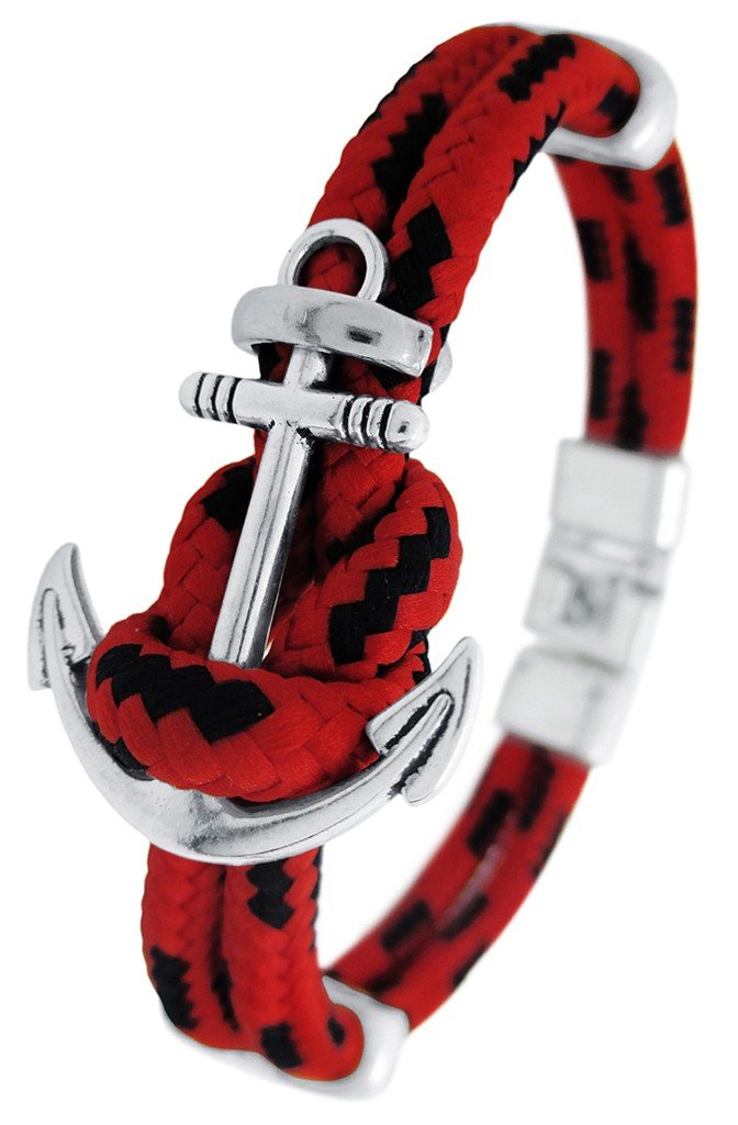 PULSERA NAUTICA ROJO Y AZUL MARINO CON ANCLA