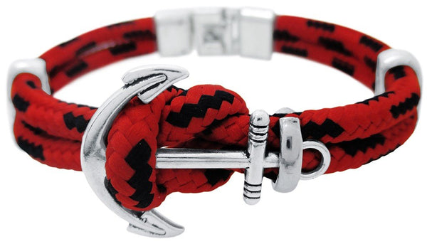 PULSERA NAUTICA ROJO Y AZUL MARINO CON ANCLA