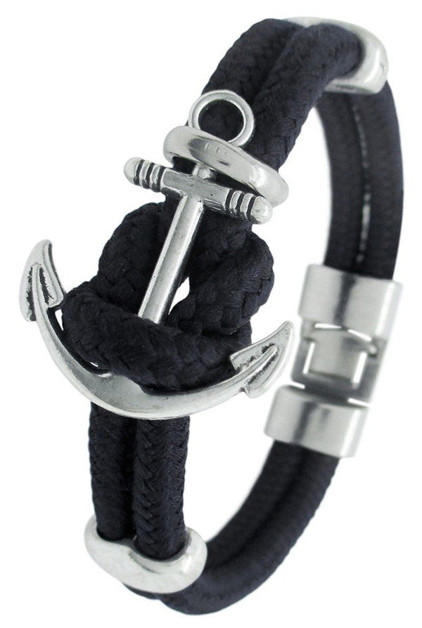 PULSERA NAUTICA NEGRA CON ANCLA