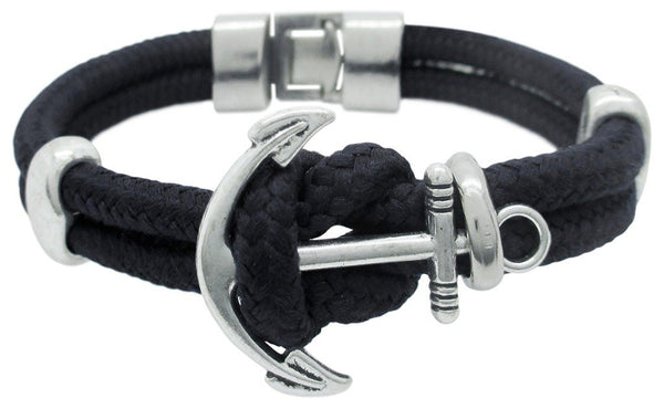 PULSERA NAUTICA NEGRA CON ANCLA