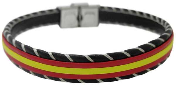 PULSERA PLANA NEGRA CON BANDERA DE ESPAÑA