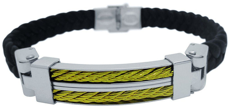 PULSERA PARA HOMBRE CUERO TRENZADO Y ACERO