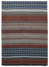 BUFANDA PASHMINA UNISEX RAYAS HORIZONTALES TONOS COBRE Y AZULES