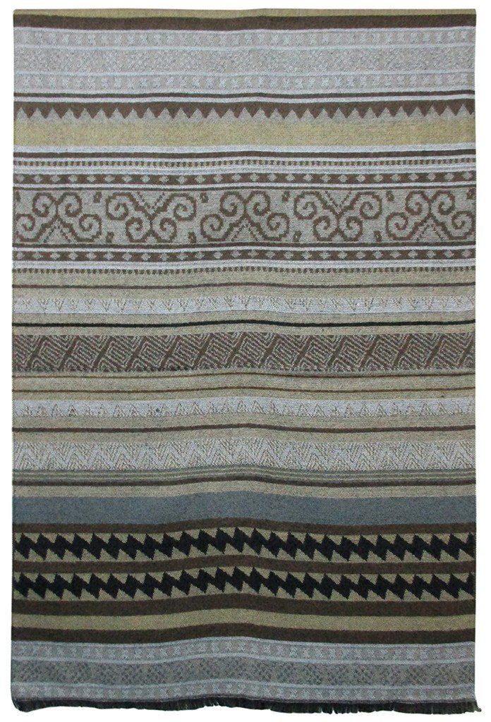 BUFANDA PASHMINA UNISEX RAYAS HORIZONTALES TONOS GRISES Y BEIGE