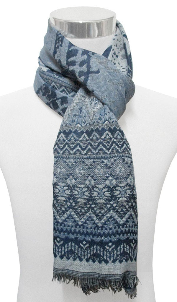 BUFANDA PASHMINA UNISEX MOTIVOS FANTASIA AZUL