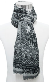 BUFANDA PASHMINA UNISEX MOTIVOS FANTASIA GRIS