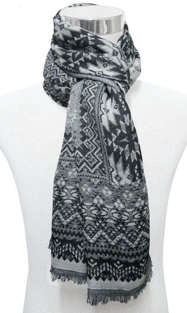 BUFANDA PASHMINA UNISEX MOTIVOS FANTASIA GRIS