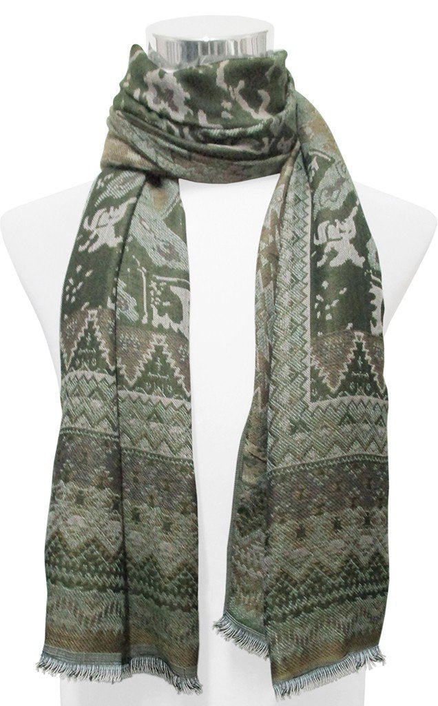 BUFANDA PASHMINA UNISEX MOTIVOS FANTASIA VERDE