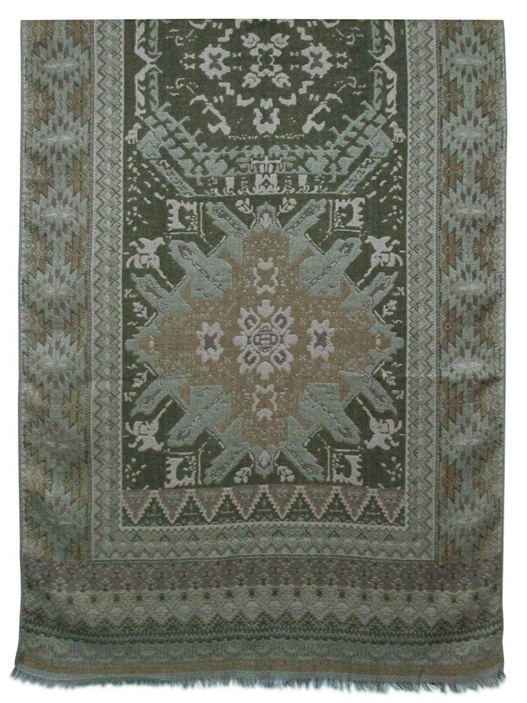 BUFANDA PASHMINA UNISEX MOTIVOS FANTASIA VERDE