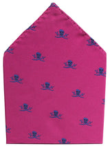 PAÑUELO DE BOLSILLO FUCSIA CALAVERAS PIRATAS AZULES