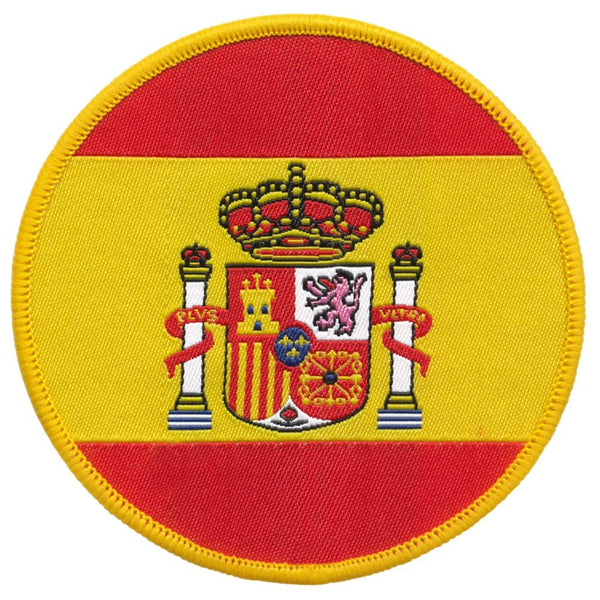 PARCHE CIRCULAR BORDADO BANDERA Y ESCUDO ESPAÑA