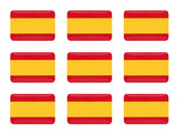 PEGATINA RECTANGULAR BANDERA ESPAÑA RESINA 9 UNIDADES