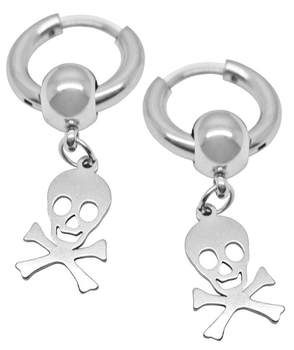 PENDIENTES ARETE ACERO CON CALAVERA