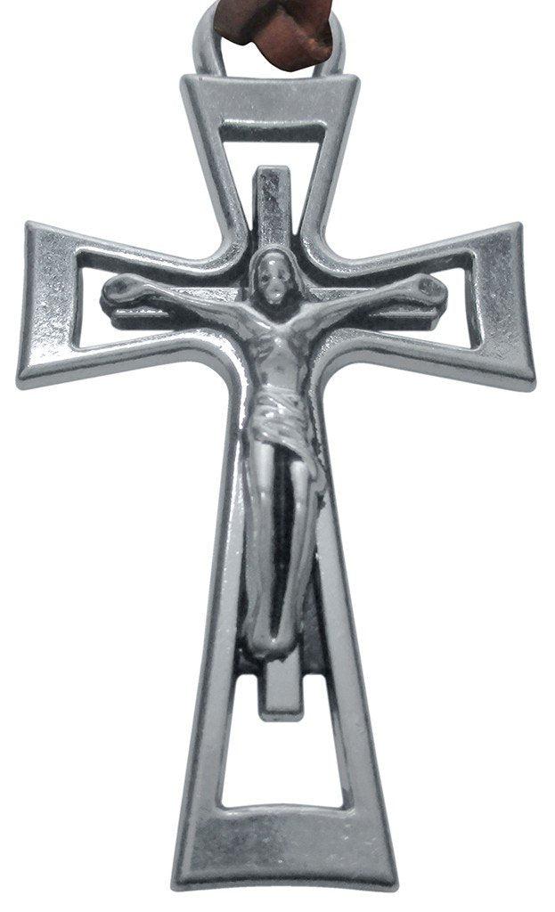 LLAVERO CUERO ZAMAK CRISTO CRUCIFICADO