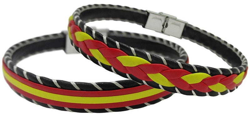 PULSERA PLANA NEGRA CON BANDERA DE ESPAÑA