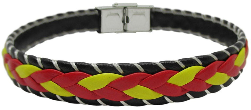 PULSERA PLANA NEGRA CON BANDERA DE ESPAÑA