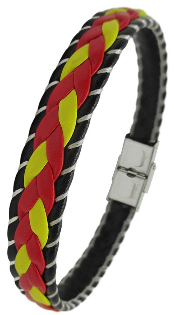 PULSERA PLANA NEGRA CON BANDERA DE ESPAÑA